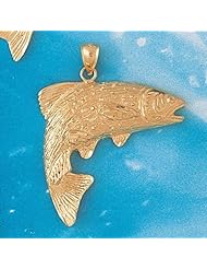 Dazzlers Solid 14 karats Gold Assorted Fish Sea Bass Snook King Mackerel Charm Pendant available in three colors from jewelsberry (weights: 9.1 grams only)
