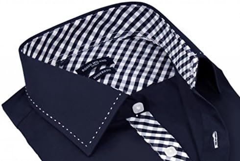 Rosso Milano Men's Solid Dress Shirt Medium Navy