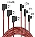 BLUELEC Right Angle Type C Cable 10ft 6ft 3ft 3Pack 90 Degree USB C Cable Braided Charge Data Cord compatible Samsung Galaxy S8/S9 Plus,Moto Z Z2,Nexus 6P/5X,OnePlus 3T/Google Pixel (3/6/9 Red &Black)