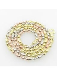 Ladies .925 Italian Sterling Silver Tri Color Ball Bar Link Chain Length - 18 inches Width - 2.5mm