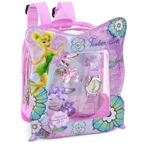 Disney Kids\' TNK044B Tinker Bell Giftable Backpack Hair Clips Watch Set