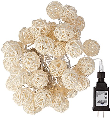 Rattan ball led decorative string lights w/ ip44 ul-listed power …
