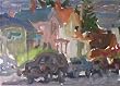 Lining up Carmel, Original Oil Painting on Canvas By Carmel Artist Victor Di Gesu - Carmel Art