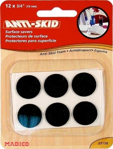 MADICO 23158 Pro-Tec-Tors - .75 in. Self Adhesive Round Anti-Skid Foam Pads - Black - 10 Packs