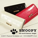 スヌーピーとウッドストックのモノグラムがキュートなエナメルレディース長財布【SNOOPY】レディース 女性用 キッズ キャラクター モノグラム キュート ブローチ ピーナッツ アコーディオン ジャバラ ロングウォレット フラップウォレット モノグラム