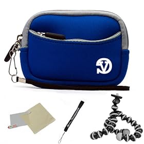 BLUE WITH GRAY TRIM Neoprene Protective Durable Mini Glove Pouch For Nikon Coolpix S3100 / S3300 / S4100 / S4300 / S5100 / S6100 / S6200 / S6300 / S70 / S80 / S8100 / S8200 / S9300 Compact Point and Shoot Digital Photo Camera + Includes a Universal Anti-Glare Screen Protector Guard + Includes 6 Inch