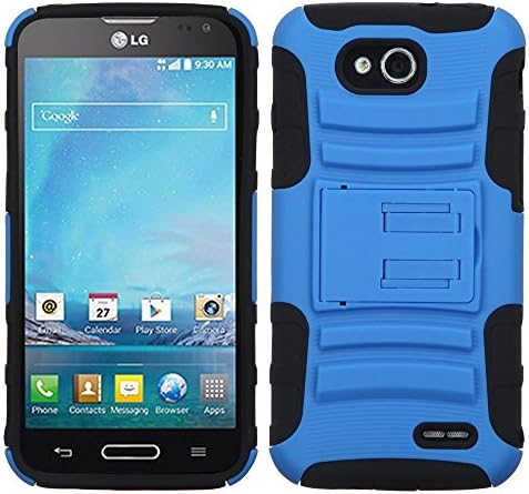 Total Armor Hybrid Stand Cover Protector Phone Case LG Optimus L90 + FREE PRIMO DESIGN CARTOON FOLDABLE TOTE BAG (BLUE / BLACK)