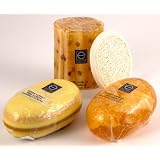 Imported Hand Poured Honey Vanilla Scented Glycerine Soap Set of 3, FREE Loofah Pad, CLOSEOUT