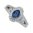 14K White Gold Sapphire and Diamond Ring