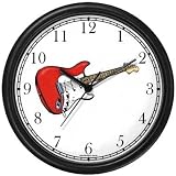 Electric Guitar Musical Instrument - Music Theme Wall Clock by WatchBuddy Timepieces (Hunter Green Frame)