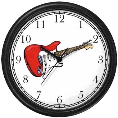 Electric Guitar Musical Instrument - Music Theme Wall Clock by WatchBuddy Timepieces Hunter Green FrameB001DIMOWA