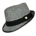 51uuhhJJ7GL. AA75  HERRINGBONE BLACK WHITE FEDORA W/TRIM