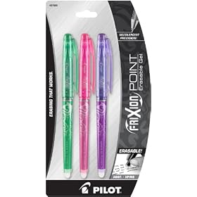 Pilot Frixion Point Erasable Gel Pen, 3-Pack, Extra Fine Point, Pink, Purple, Orange, (31580)