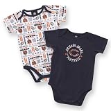 NFL Chicago Infant Two Pack Short-Sleeve Solid and Print Bodysuits, 0-3 Months