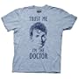 Dr Who Trust Me I'm the Doctor T-Shirt in Stonewash Denim, Large