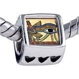  : Gold Egyptian- Eye Horus Photo Heart European Charm Bead Pandora & Bracelet Compatible