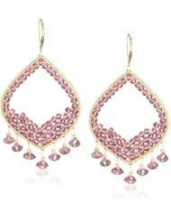 Dana Kellin Flame Shaped Open Earrings with Multi-Pink Roundels and Briolette Drop Earrings