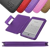 DURAGADGET Purple Genuine Leather Book Style Case/Cover With Magnetic Clasp For Amazons New Kindle TOUCH, Wi-Fi, 6" E Ink Display (Latest Generation)