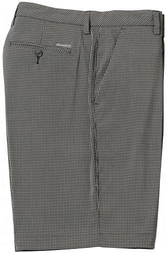 Ashworth Mens Microfiber Mini Check Flat Front Shorts 30 30.0 Dk Grey