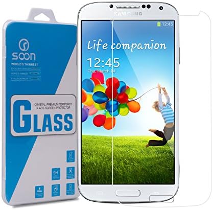 Samsung Galaxy S4 Screen Protector, Soon® 0.33mm Premium Ballistic Tempered Glass - Protect Your Screen From Scratches and Drops - Maximize Resale Value - 99.99% Clarity and Touchscreen Accuracy