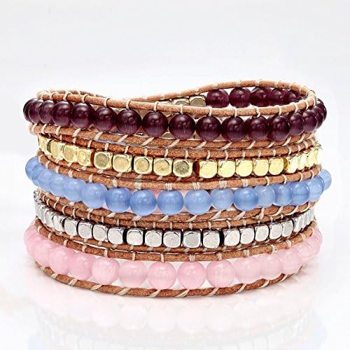 Mix Agate Beads and Alloy Beads Wrap Leather Bracelet,women Bracelet.multilayers Wrap Bracelet ,Fashion Jewelry for Women