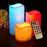 リーダーテク(lederTEK) 3個セット リモーコン カラー光 電子電池ろうそく ledキャンドル 無煙蝋燭 室内電飾 パーディー 結婚式 屋外 夕飯飾り