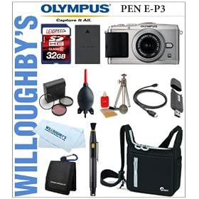 Olympus PEN E-P3 12.3 MP Live MOS Micro Four Thirds Interchangeable Lens Digital Camera with 14-42mm ll Zoom Lens (Silver) + LexSpeed 32GB SDHC Memory Card + Extra PS-BLS1 Battery + Deluxe Digital SLR Camera Bag + 3pc 37mm Multi-Coated Essential Filter Kit