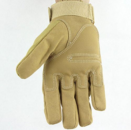 Fashionbuygo 1 Pair Outdoor Sports Men Military Tactical Airsoft Hunting Cycling Bike Black Camel Green Full Finger Gloves (Camel, L)