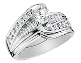Diamond Engagement Ring & Wedding Band Set 1.25 Carat (ctw) in 14K White Gold (Certifiied)