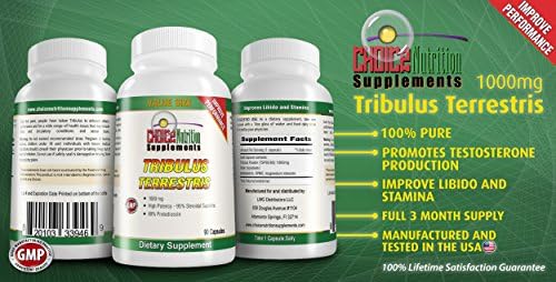 Tribulus Terrestris Extract 1000 mg. ย 95% Steroidal Saponins, 80% Protodioscin, 90 Count, 3 Month Supply Natural Testosterone Booster and Athletic Performance Supplement