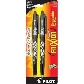 Pilot FriXion Ball Fine Point, Black Erasable Gel Ink Pens, 2-Pack (31553)