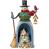 Jim Shore for Enesco Heartwood Creek Snowman with Lighted Winter Scene Figurine, 9.75-Inch