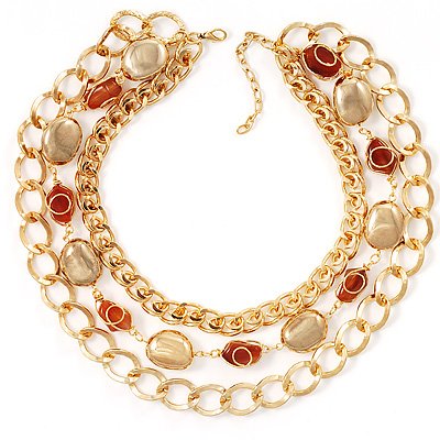 3-Strand Gold Nuggets Necklace