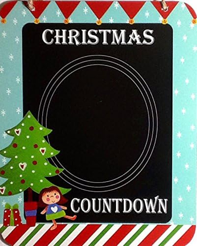 Christmas Holiday Countdown ~ Wall Hanging Decorative Chalkboard ~ 9 1/2" X 7 3/4" Alternative Advent Calendar (Tree "Christmas Countdown")