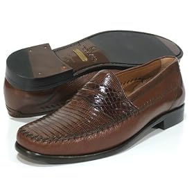 Mezlan '6836-LC' Lizard and Crocodile Penny Loafers Mens - Brown by Mezlan