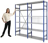 Readyrack Boltless Storage & Shelving System Extension Bay Blue/grey 2000(h) X 1150(w) X 600(d) Mm - Complete With 2 Uprights, 6 Shelves & Fixings