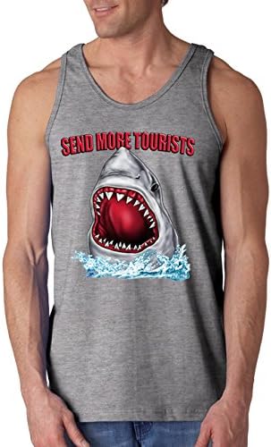 Shark Send More Tourist - Fishing / Fisherman's Tank Top - Gray - XL