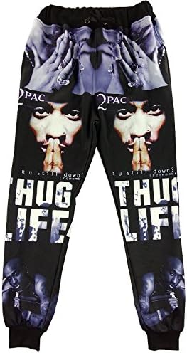 JTHD 3D Emoji Hiphop Tupac 2Pac Sweatpants Joggers Pants Size XL Color 1