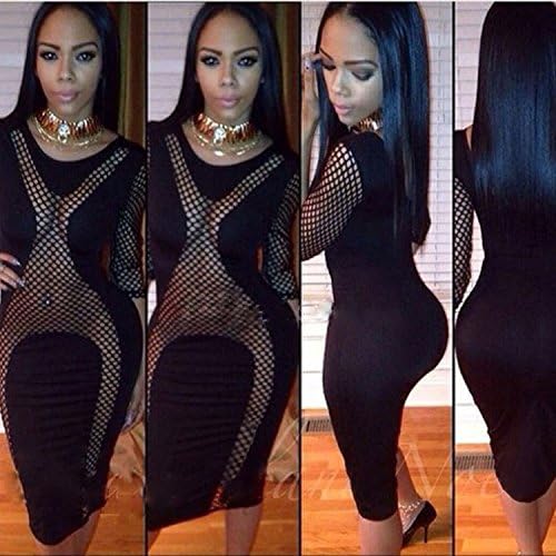 JHCK Women's 2016 Fashion New Nets Splicing Club Sexy Tight Bandage Dress