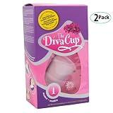 Diva Cup #1 Pre Childbirth Reusable Menstrual Cup Latex/BPA Free 2-Pack