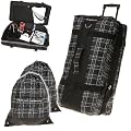 ELEPHANT TROLLEY 80 cm XXL Reisetrolley Rolltasche Trolly Koffer 120 Liter / Schwarz-PLAID KARO