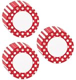 Red Polka Dot Dinner Plates - 24 Pieces