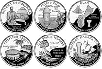 All 12 United States 2009 P & D Mint District of Columbia & U.S Territories Quarters Set Uncirculated Coins