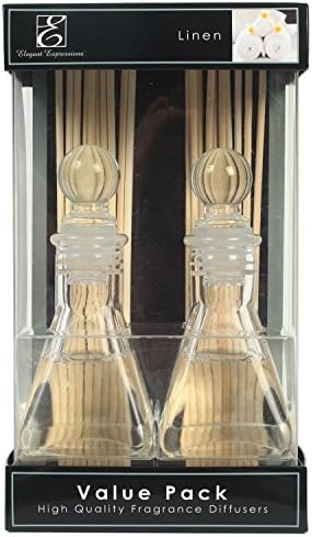Hosley's Premium Grade Set of Two 40ml Reed Diffusers for Aromatherapy - Linen