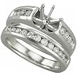 14K White Gold Diamond Exquisite Wedding Ring Set, Semi-Mount Setting