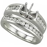 14K White Gold Diamond Exquisite Wedding Ring Set, Semi-Mount Setting