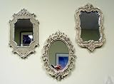 Antique Style Mantle Bathroom Bedroom Ornate Mirror Set of 3