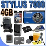 Olympus Stylus 7000 12MP Digital Camera w/ 7x Optical Zoom (Blue) BigVALUEInc 4GB Accessory Saver Bundle
