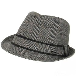 New Tweed Plaid Stingy Fedora Trilby Viscose Hat Gray L Xl