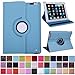 HDE Rotating iPad Case Magnetic Folding Leather Cover Folio Flip Stand for Apple iPad 2 iPad 3 iPad 4 (Sky Blue)